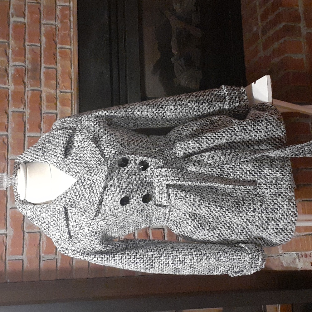 Dollhouse  Pea Coat - Black & White Tweed